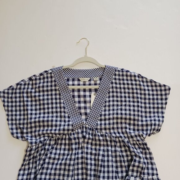 Anthropologie 11.1.TYLHO Navy White Gingham Midi Dress Small New With Tag - Picture 10 of 15